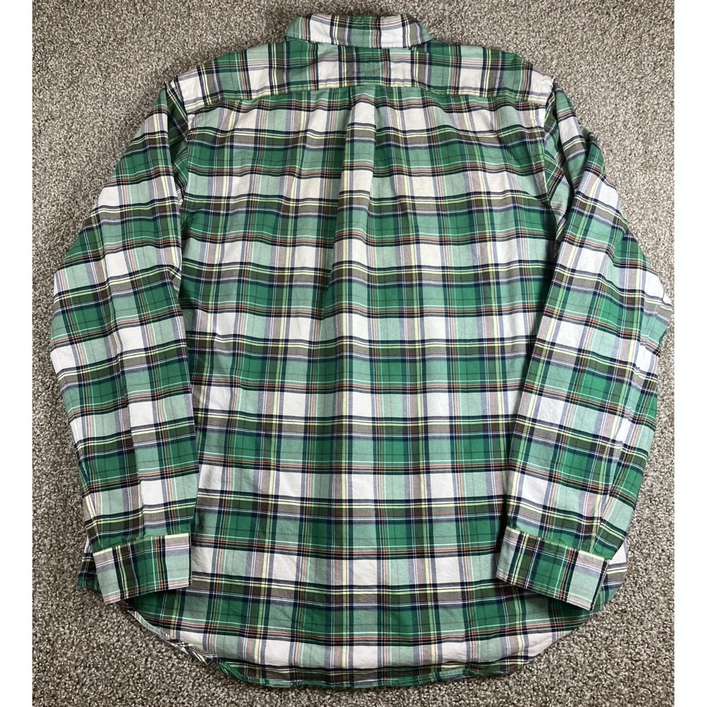 Polo Ralph Lauren 100% Cotton Green Plaid Button Down Shirt Men's XL‎
